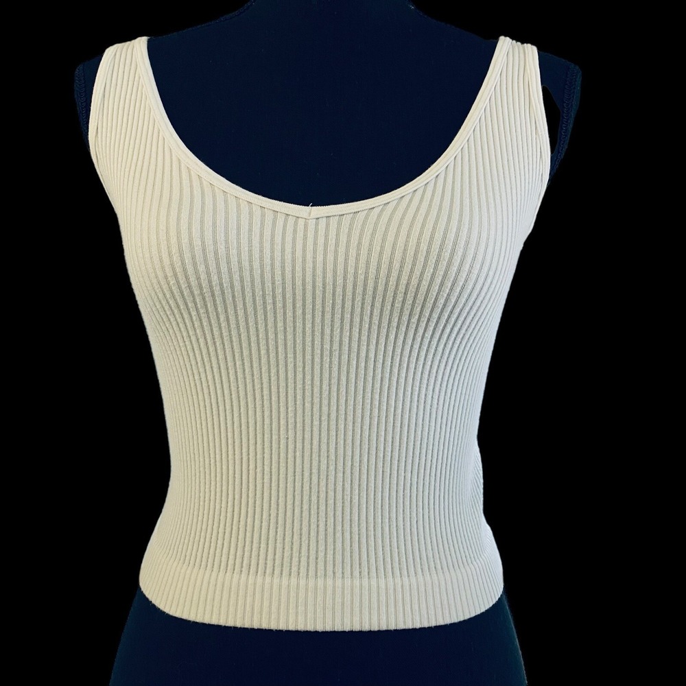 INTIMATELY Free‎ People Women Ribbed Crop Wide Straps Tank Top Sz XS White hb-48